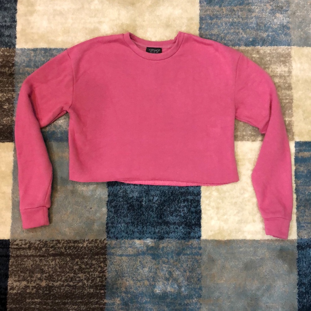 Topshop Pink/Purple Cropped Crewneck